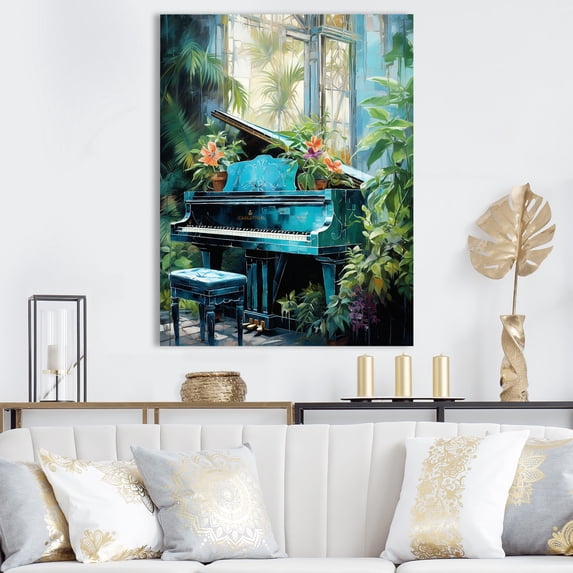 Designart "Tropical Serenade On The Piano II" Music Canvas Art Print