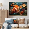 thumbnail image 1 of Designart "Tropical Tangle Orange Blue painting V" Abstract Collages Floater Framed Wall Art Print, 1 of 7