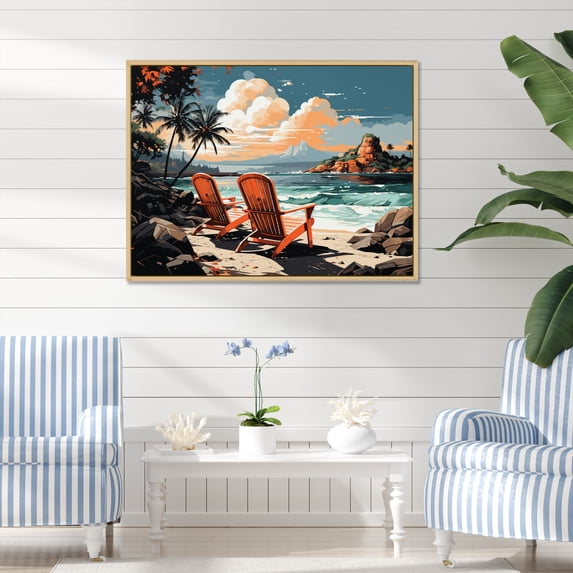 Designart "Tropical Vibes Beach Photo VI" Nautical & Beach Floater Framed Wall Art Print