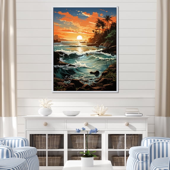 Designart "Tropical Vibes Beach Photo XVIII" Nautical & Beach Floater Framed Canvas Wall Art