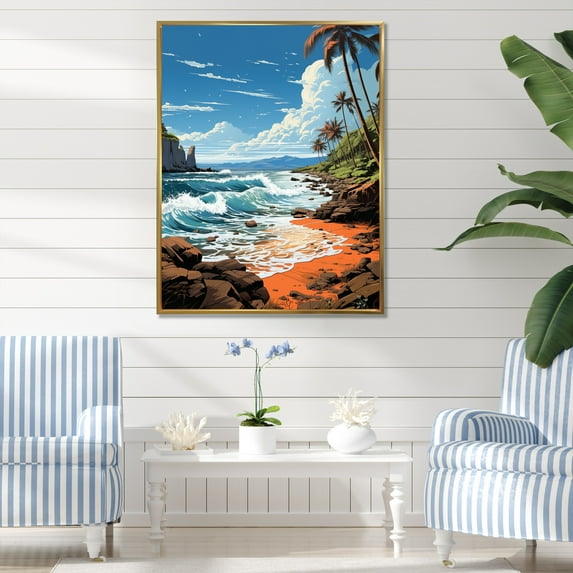 Designart "Tropical Vibes Beach Photo XX" Nautical & Beach Floater Framed Canvas Print