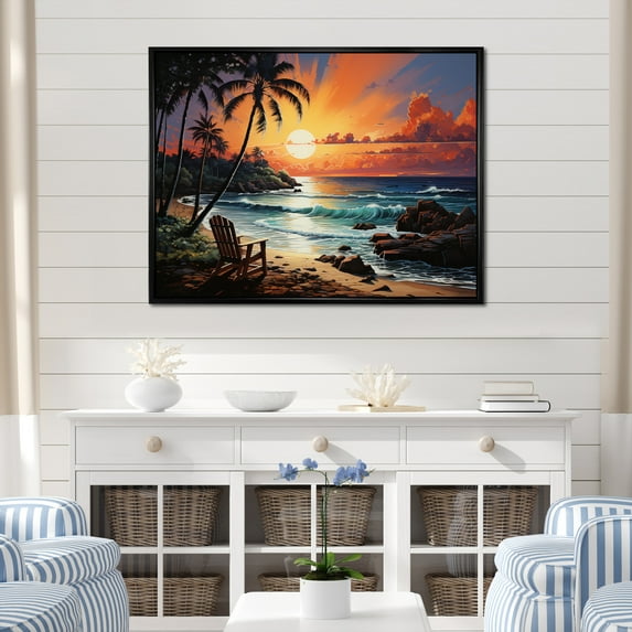 Designart "Tropical Vibes Beach Photo XXII" Nautical & Beach Floater Framed Wall Decor