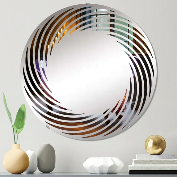 Designart "Tub Glowing with Purple, Teal, and Pink Crystals" Bathroom Spiral Round Wall Mirror - Humor Oval Printed Decorative Mirror - Multiple Color Options
