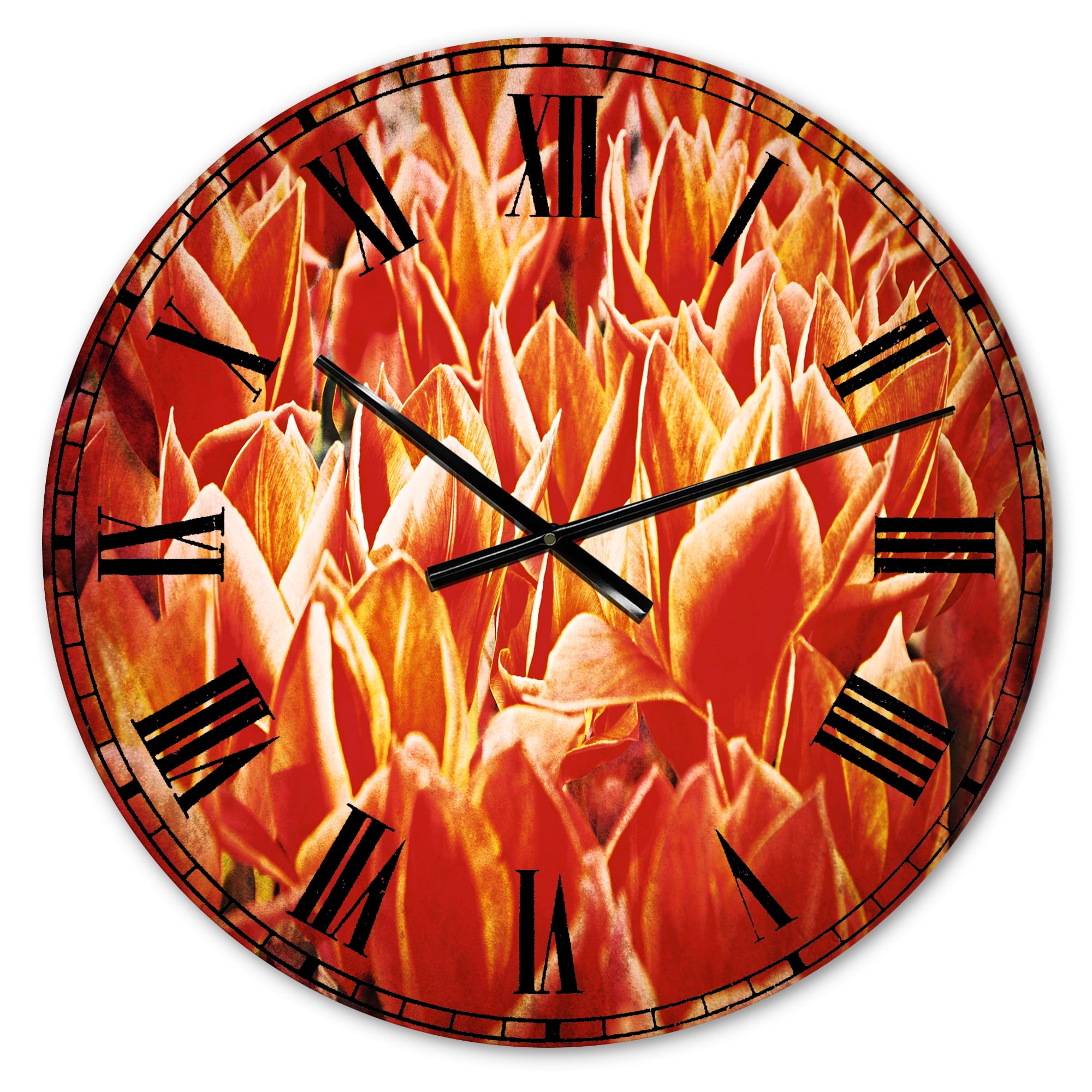Designart 'Tulip Flowers in the Keukenhof Park' Traditional wall clock