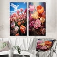 thumbnail image 1 of Designart "Tulips landscapes Of Color II" Tulips Wall Art Set Of 2 - Multi-Color Floral Canvas Set For Living Room Decor, 1 of 7