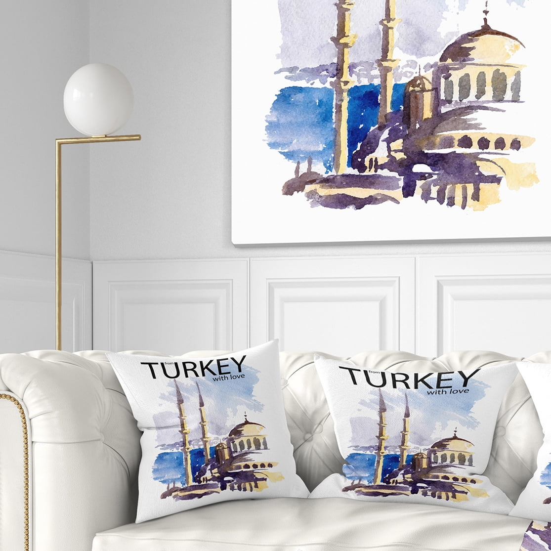 Designart Turkey Vector Illustration - Cityscape Throw Pillow - 18x18