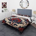 thumbnail image 1 of Designart "Turkish Tiles with Red and Blue Florals II" Abstract Floral Bedding Covert Set - Floral Blue Traditional Bed Set With 2 Shams, 1 of 5