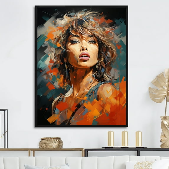 Designart "Turner In Turquoise" Pop Art Floater Framed Wall Art Prints