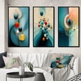 thumbnail image 1 of Designart "Turquoise Abstract Retro Wisdom Geometry III" Modern Geometric Framed Wall Art Set Of 3 - Turquoise Abstract Frame Canvas Set For Living Room Decor, 1 of 7