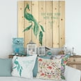 thumbnail image 1 of Designart 'Turquoise Bird You Were Born With Wings' Traditional Print on Natural Pine Wood, 1 of 5