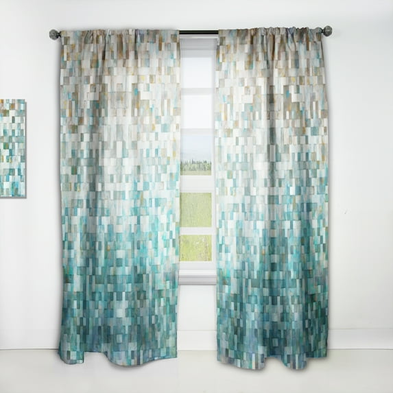 Designart 'Turquoise Blocked Abstract II' Modern Curtain Panel