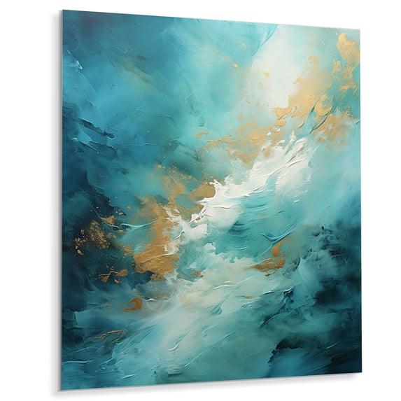 Designart "Turquoise Calm II" Abstract Landscape Metal Wall Art Prints