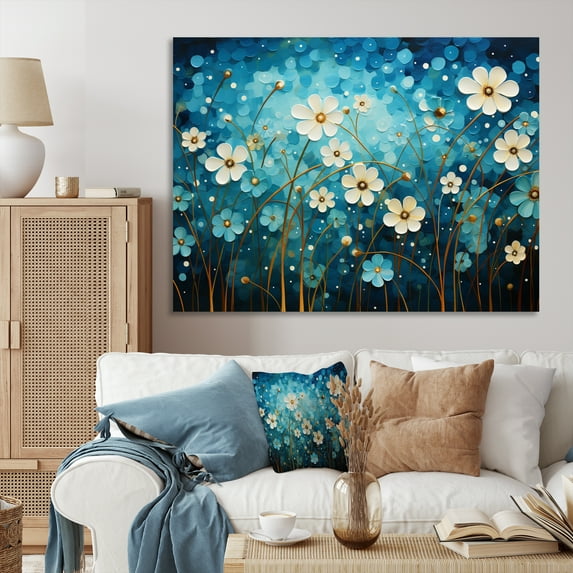 Designart "Turquoise Calm VIII" Abstract Landscape Wall Art Print