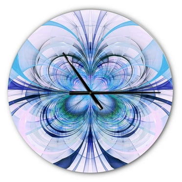 Designart 'Turquoise Fractal Flower Pattern ' Modern wall clock