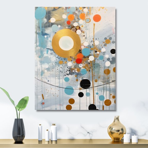 Designart "Turquoise Gold Geometric Mirror" Abstract Shapes Metal Art Print