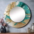 thumbnail image 1 of Designart "Turquoise Gold Liquid Marble" Abstract Marble Rund Mirror For Wall Decor - Large Gold Round Print Mirror - Round Modern Mirror - Wall Mounted Round Large Mirror - 23" x 23", 1 of 6