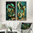 thumbnail image 1 of Designart "Turquoise Gold Sphere Rhythm of Infinity in 3D" Abstract Fractal Framed Wall Art Set Of 2 - Modern Gold Gallery Wall Frame Set For Home Decor, 1 of 6