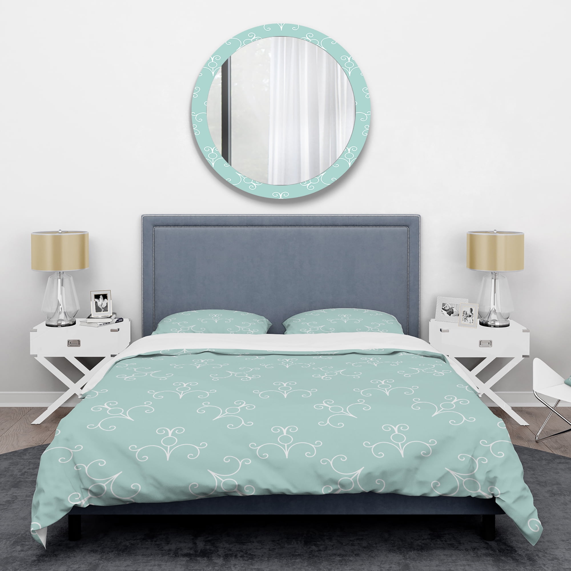 Designart 'Turquoise Minimal Ornament' Mid-Century Modern Duvet Cover Set