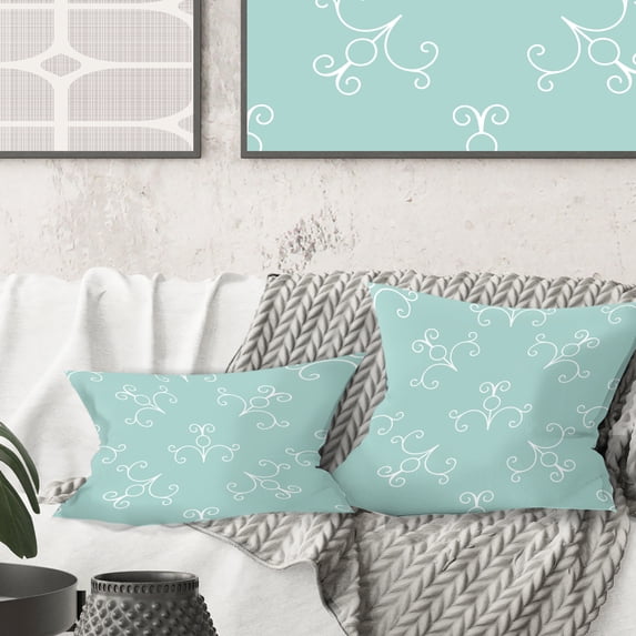 Designart Turquoise Minimal Ornament' Mid-Century Modern Throw Pillow - 16x16