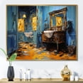 thumbnail image 1 of Designart "Turquoise Painted Bathroom V" Bath & Laundry Floater Framed Wall Art Print, 1 of 7