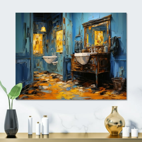 Designart "Turquoise Painted Bathroom V" Bath & Laundry Metal Wall Decor