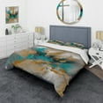 thumbnail image 1 of Designart "Turquoise Sun Liquid Marble" Abstract Marble Bedding Covert Set - Modern Yellow Abstract Bed Set With 2 Shams, 1 of 6