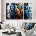 thumbnail image 1 of Designart "Turquoise Tranquility Marble Art in Turquoise, White, and Gold I" Abstract Painting Wall Art Set Of 3 - Modern Gold Canvas Set For Living Room Decor, 1 of 6
