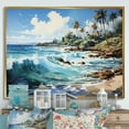 thumbnail image 1 of Designart "Turquoise Tropics With Palm Tree" Palms & Palm Trees Floater Framed Canvas Art Print, 1 of 5
