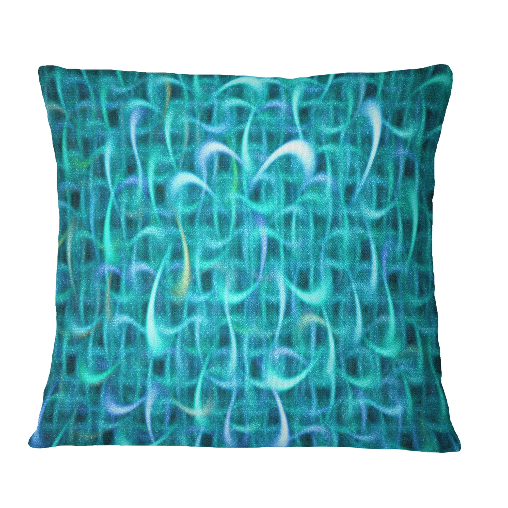 Designart Turquoise Watercolor Fractal Pattern - Abstract Throw Pillow - 18x18
