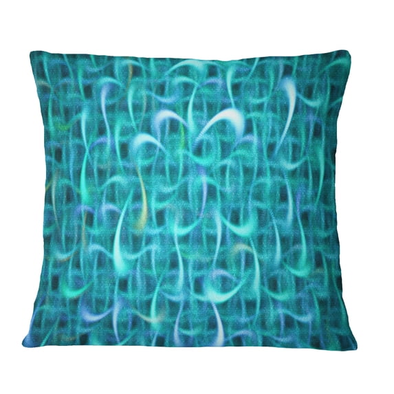 Designart Turquoise Watercolor Fractal Pattern - Abstract Throw Pillow - 18x18