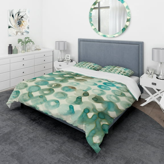 Designart 'Turquoise Watercolor geometrical I' Geometric Duvet Cover Set