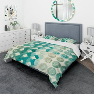 Designart 'Turquoise Watercolor geometrical II' Geometric Duvet Cover Set