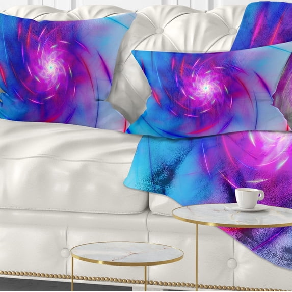 Designart Turquoise Whirlpool Fractal Spirals - Abstract Throw Pillow - 12x20