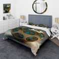 thumbnail image 1 of Designart "Turquoise and Gold Sphere of Infinity II" Abstract Fractal Bedding Covert Set - Modern Gold Abstract Bed Set With 2 Shams, 1 of 6