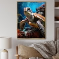thumbnail image 1 of Designart "Turtle Encounter Green Blue Marine Animals IV" Animals Floater Framed Canvas Print, 1 of 7