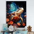 thumbnail image 1 of Designart "Turtle'S Intergalactic Voyage I" Animals Turtle Floater Framed Wall Art Prints, 1 of 5
