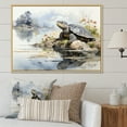 thumbnail image 1 of Designart "Turtle Sumi Asian Painting I" Asian Floater Framed Wall Art Print, 1 of 7