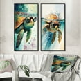 thumbnail image 1 of Designart "Turtle Wearing Stylish Glasses in the Ocean II" Turtle Framed Wall Art Set Of 2 - Green Animals Framed Wall Art Set Of 2, 1 of 7