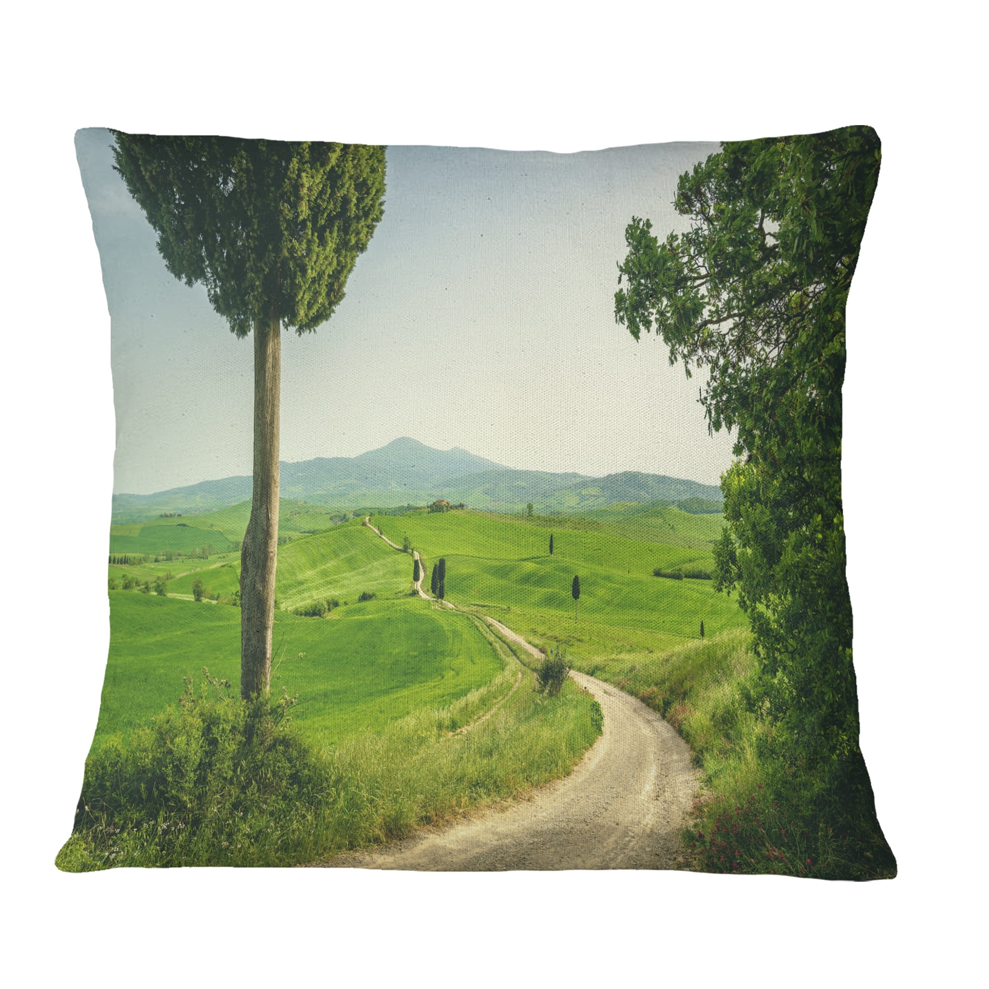 Designart Tuscan Place in Rural Area - Landscape Printed Throw Pillow - 18x18