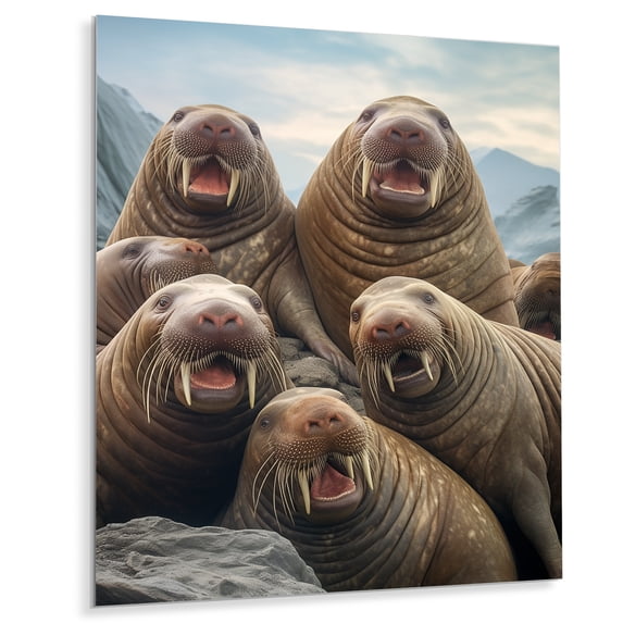 Designart "Tusked Family Portrait" Animals Metal Wall Decor