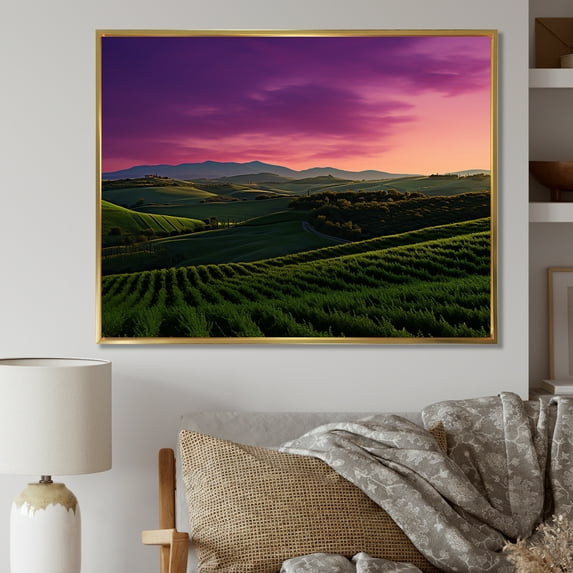 Designart "Twilight In Tuscany I" Wine Floater Framed Wall Decor
