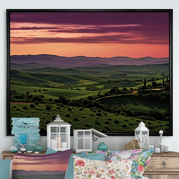 Designart "Twilight In Tuscany" Wine Floater Framed Canvas Prints