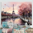 thumbnail image 1 of Designart "Twilight Rendezvous in Paris Pink Romance II" City Paris Wall Art Print, 1 of 5