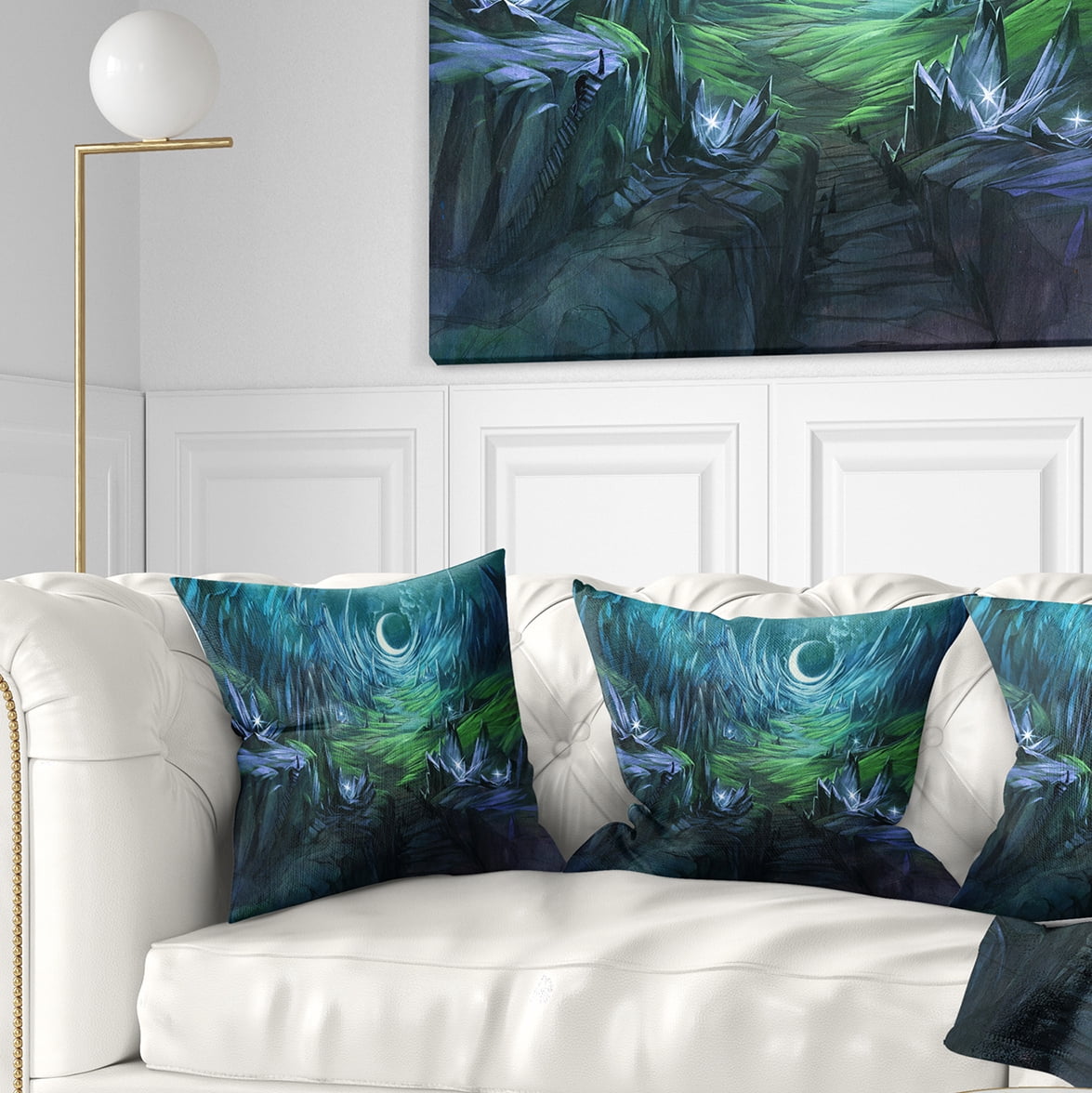 Designart Twilight Valley Landscape - Abstract Throw Pillow - 18x18
