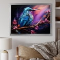 thumbnail image 1 of Designart "Twilight Wonder of Blue Hummingbird amid Florals" Animals Framed Wall Art Decor - Modern Farmhouse Blue Hummingbird Living Room Framed Canvas Art, 1 of 6