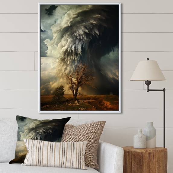 Designart "Twisting Elements In The Storm" Landscape & Nature Floater Framed Canvas Print