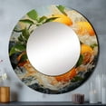 thumbnail image 1 of Designart "Twisting Orange Tropical" Fruits Rund Mirror For Wall Decor - Large Orange Round Print Mirror - Round Traditional Mirror - Wall Mounted Round Large Mirror - 29" x 29", 1 of 6