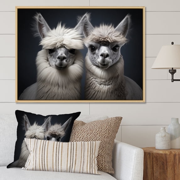 Designart "Two Alcapas beautyful Guardians II" Animals Floater Framed Wall Art Living Room