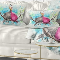 Designart Two Birds in Love on Branch - Abstract Throw Pillow - 12x20