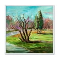 thumbnail image 1 of Designart 'Two Distant Trees In A Vibrant Green Landscape' Traditional Framed Canvas Wall Art Print, 1 of 5